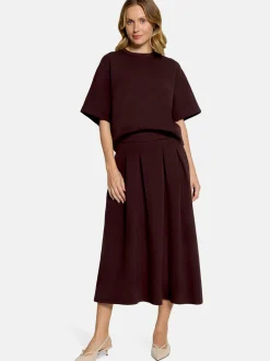 Vera Mont Damen Midirock in braun