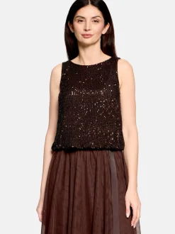 Vera Mont Damen Pailletten-Top in braun