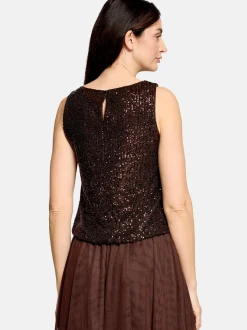 Vera Mont Damen Pailletten-Top in braun