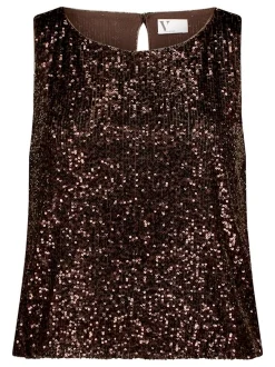 Vera Mont Damen Pailletten-Top in braun