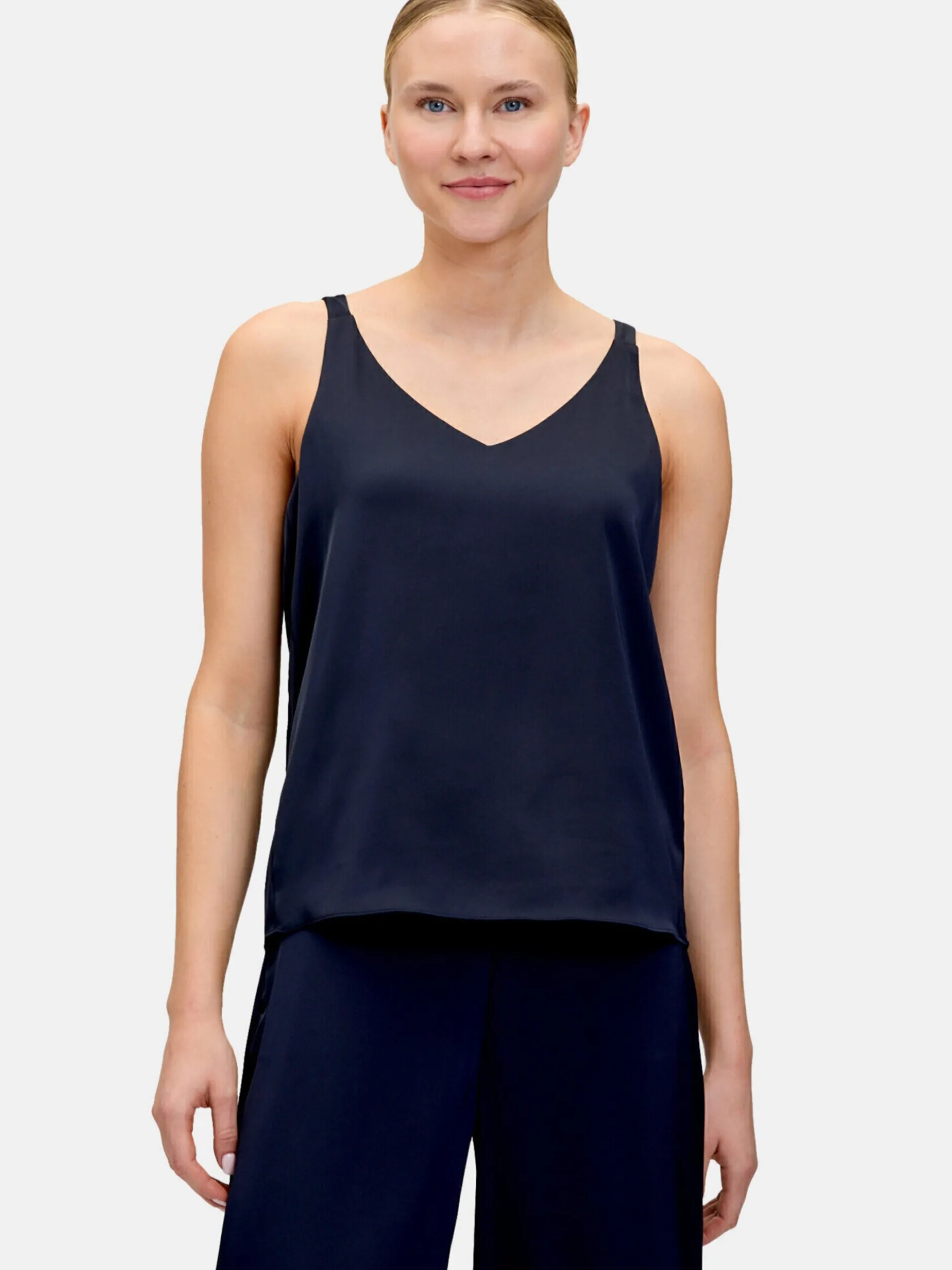 Vera Mont Damen Satin-Bluse in marine blau