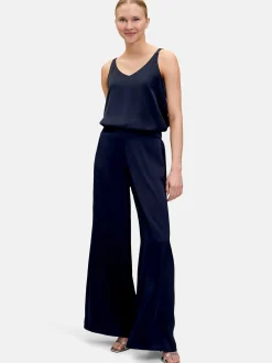 Vera Mont Damen Satin-Bluse in marine blau