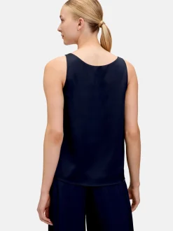 Vera Mont Damen Satin-Bluse in marine blau