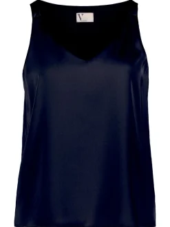 Vera Mont Damen Satin-Bluse in marine blau