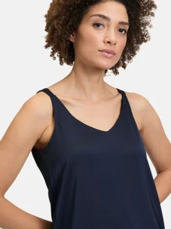 Vera Mont Damen Satin-Bluse in marine blau