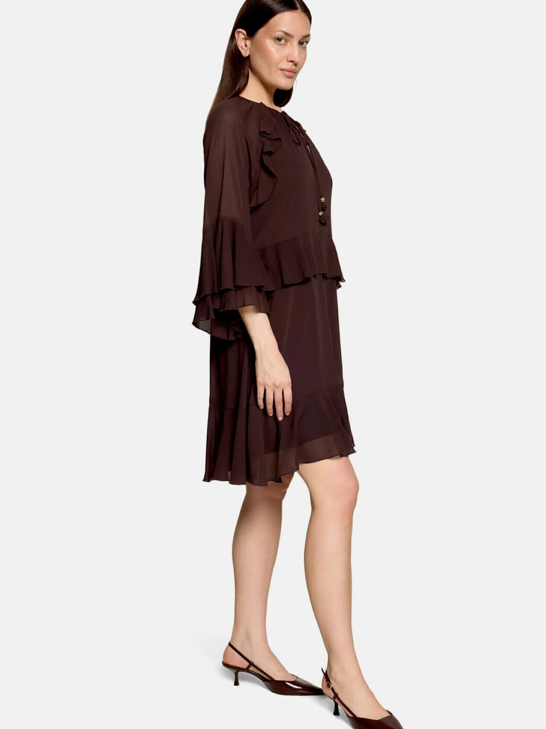 Vera Mont Damen Volantkleid in braun