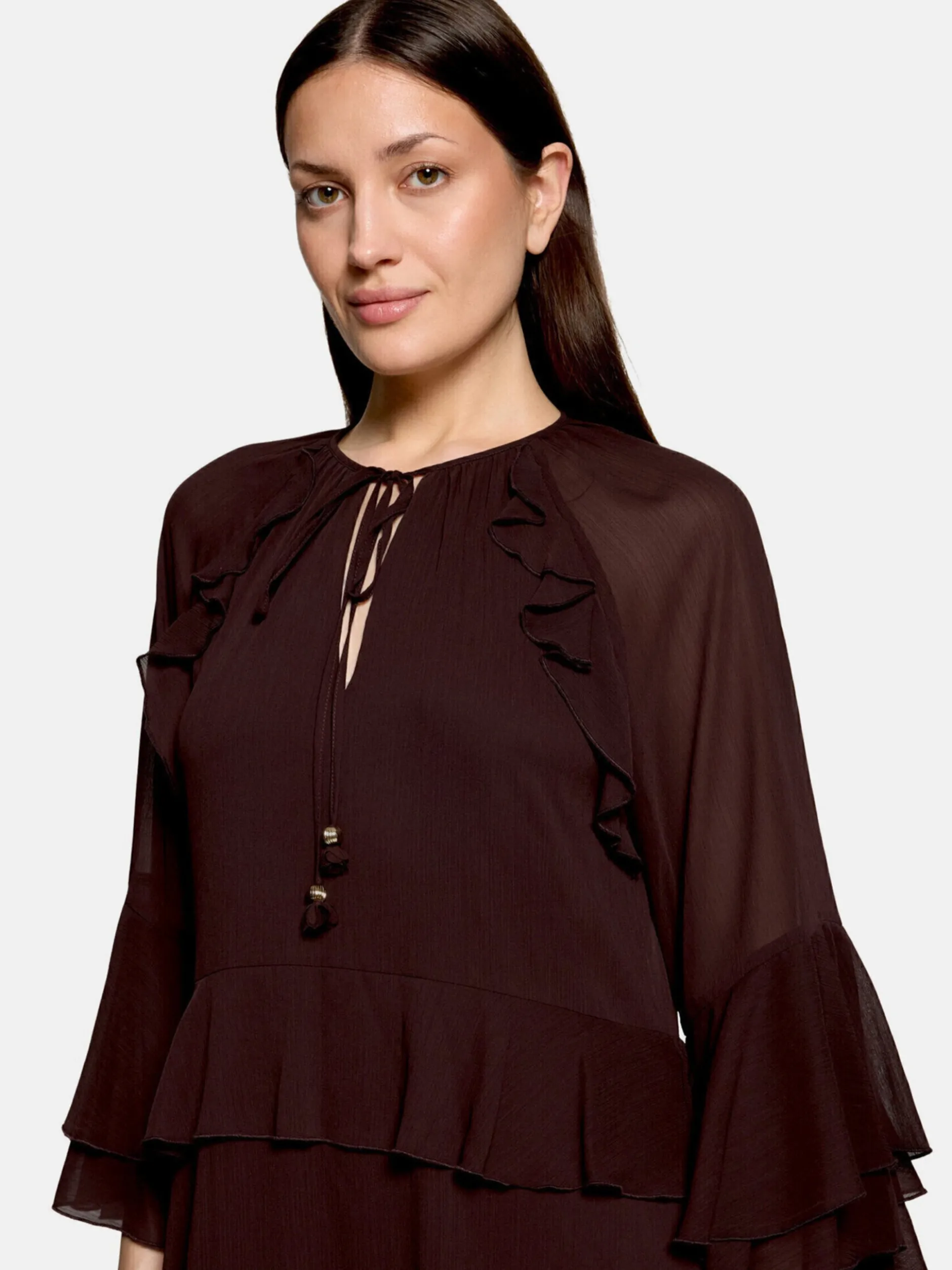 Vera Mont Damen Volantkleid in braun