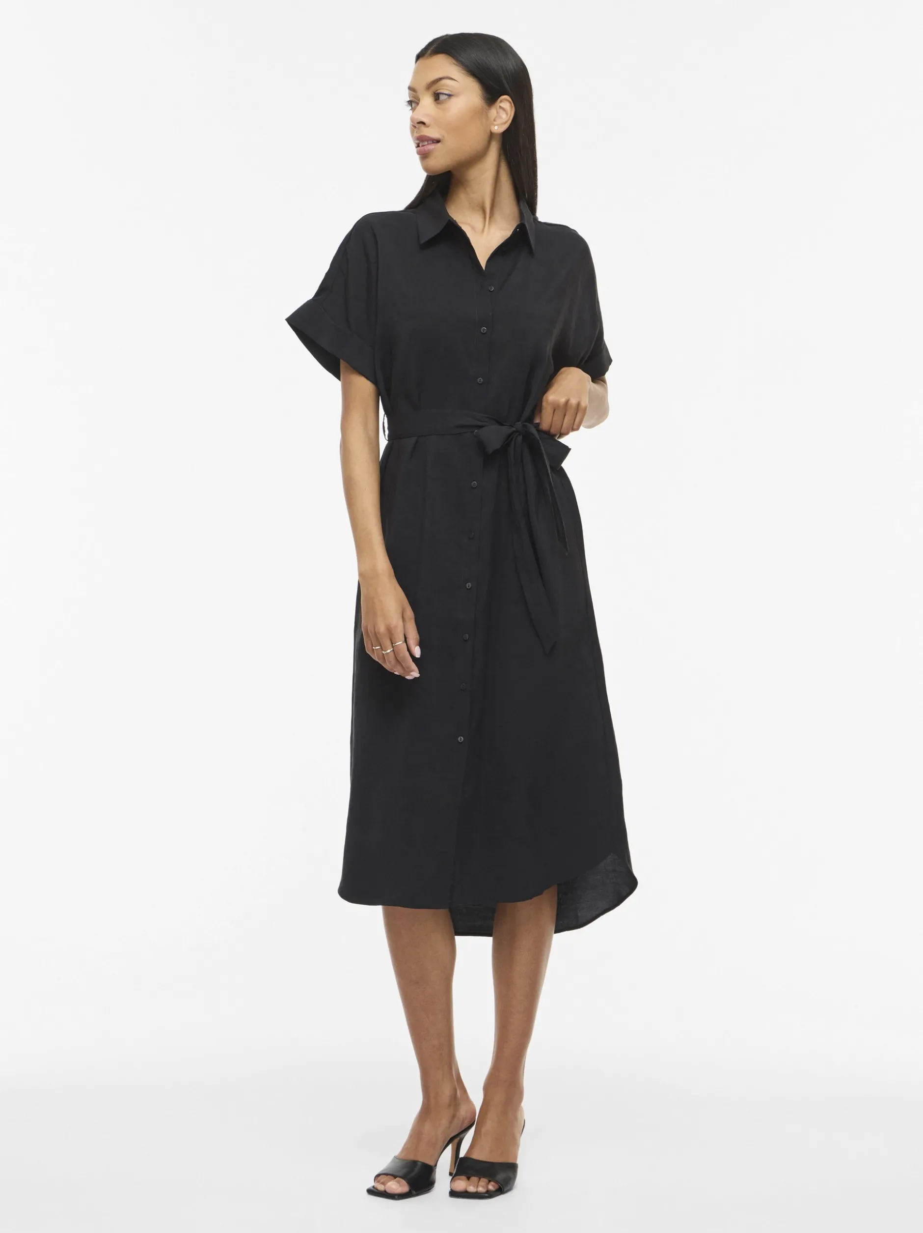 Vila Damen Blusenkleid - Hula in schwarz - Länge: mittel