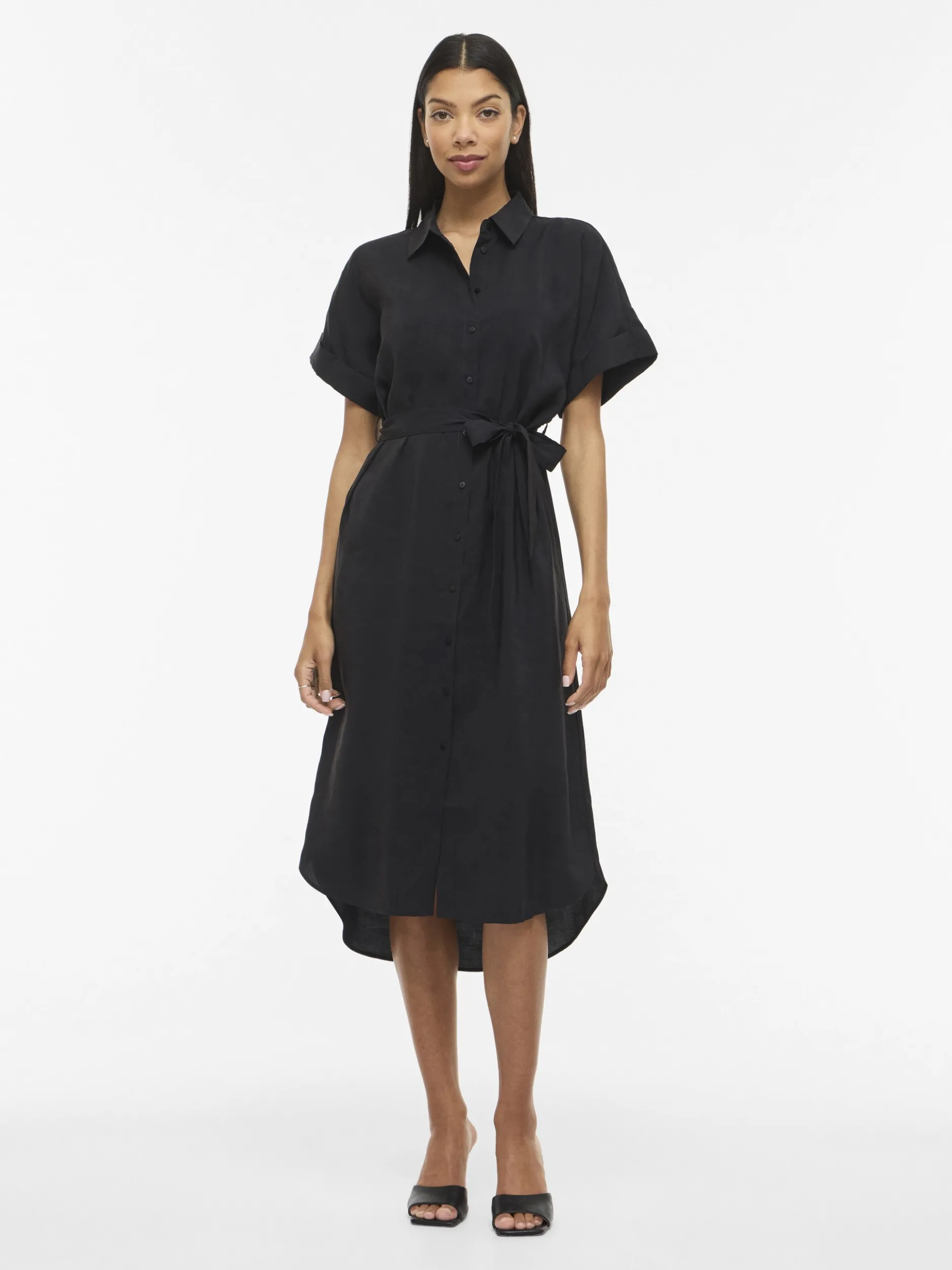 Vila Damen Blusenkleid - Hula in schwarz - Länge: mittel