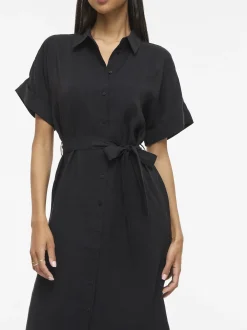 Vila Damen Blusenkleid - Hula in schwarz - Länge: mittel