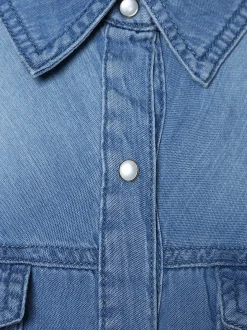 Vila Damen Jeansbluse - Vibista in blau - Ärmel: langarm