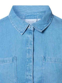 Vila Damen Jeansbluse - VINea in light stone