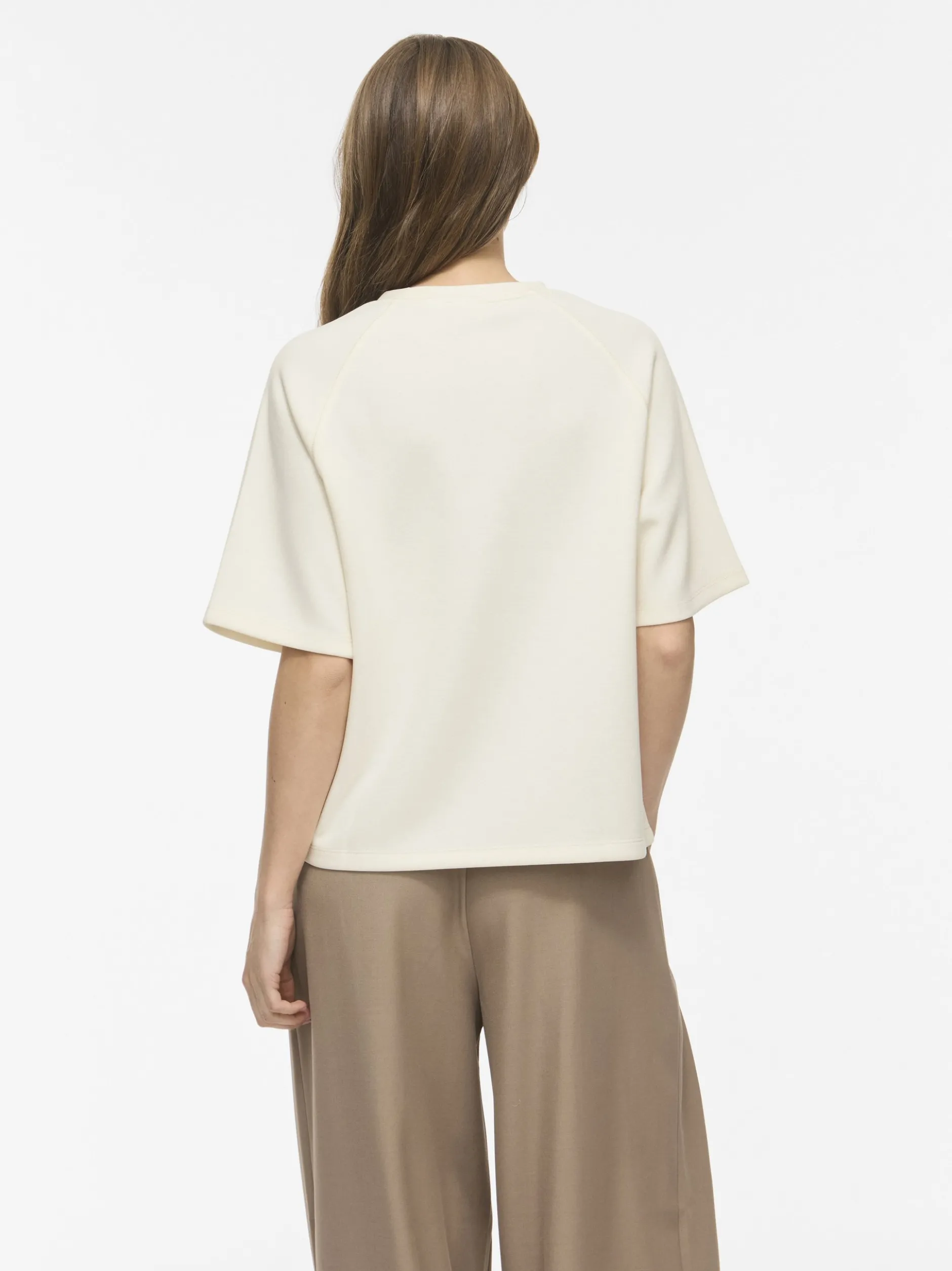 Vila Damen Kurzarm-Sweatshirt - VIreflect Crew in ecru