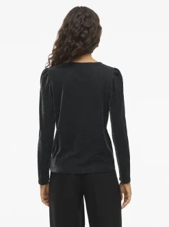 Vila Damen Langarmshirt - VIElainas in anthrazit silber