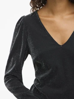 Vila Damen Langarmshirt - VIElainas in anthrazit silber