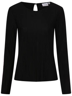 Vila Damen Langarmshirt - VIPlisa in schwarz