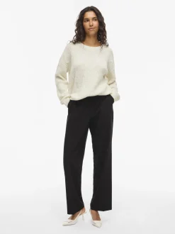 Vila Damen Pullover - VILAssia in ecru - Ärmel: langarm
