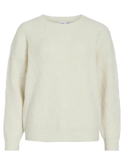 Vila Damen Pullover - VILAssia in ecru - Ärmel: langarm