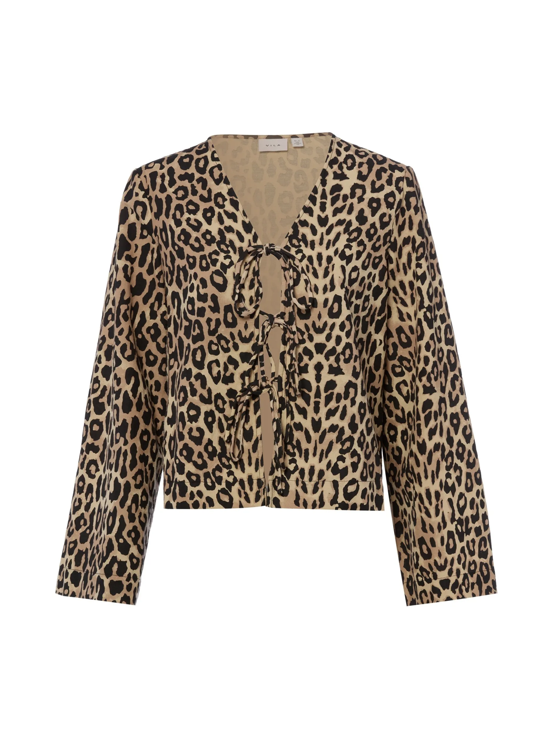 Vila Damen Sommerbluse mit Leinen-Anteil - VIPrisilla in beige schwarz