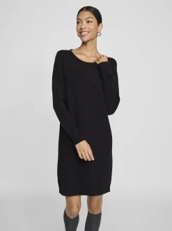 Vila Damen Strickkleid - VIRil in schwarz - Länge: kurz