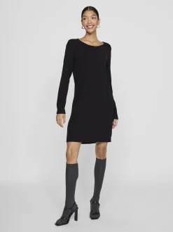 Vila Damen Strickkleid - VIRil in schwarz - Länge: kurz