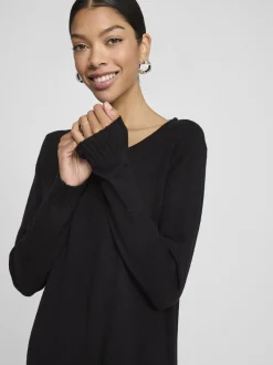 Vila Damen Strickkleid - VIRil in schwarz - Länge: kurz