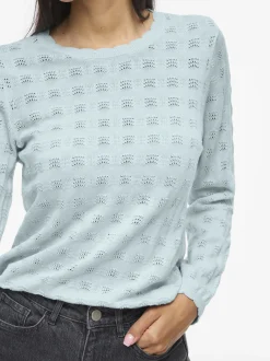 Vila Damen Strickpullover - VIAmbelle in hellblau