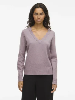 Vila Damen Strickpullover - VINikolina in altrosa
