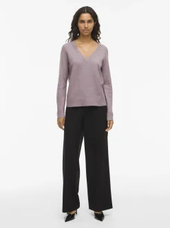 Vila Damen Strickpullover - VINikolina in altrosa