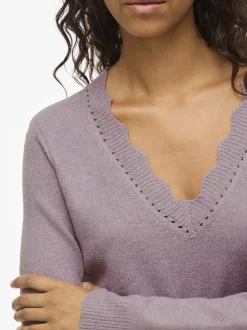 Vila Damen Strickpullover - VINikolina in altrosa