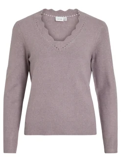 Vila Damen Strickpullover - VINikolina in altrosa