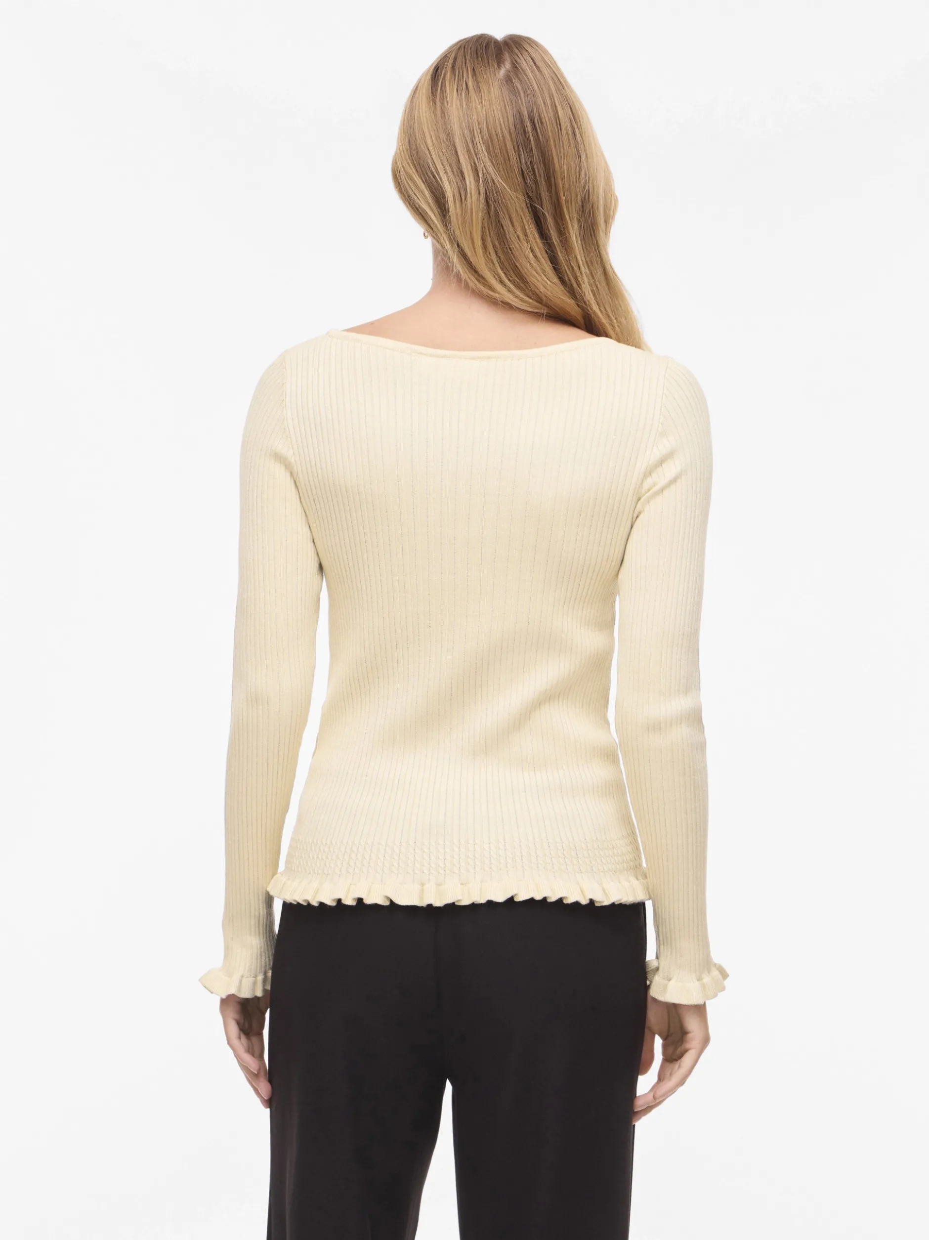 Vila Damen Strickshirt - Belia in beige - Ärmel: langarm