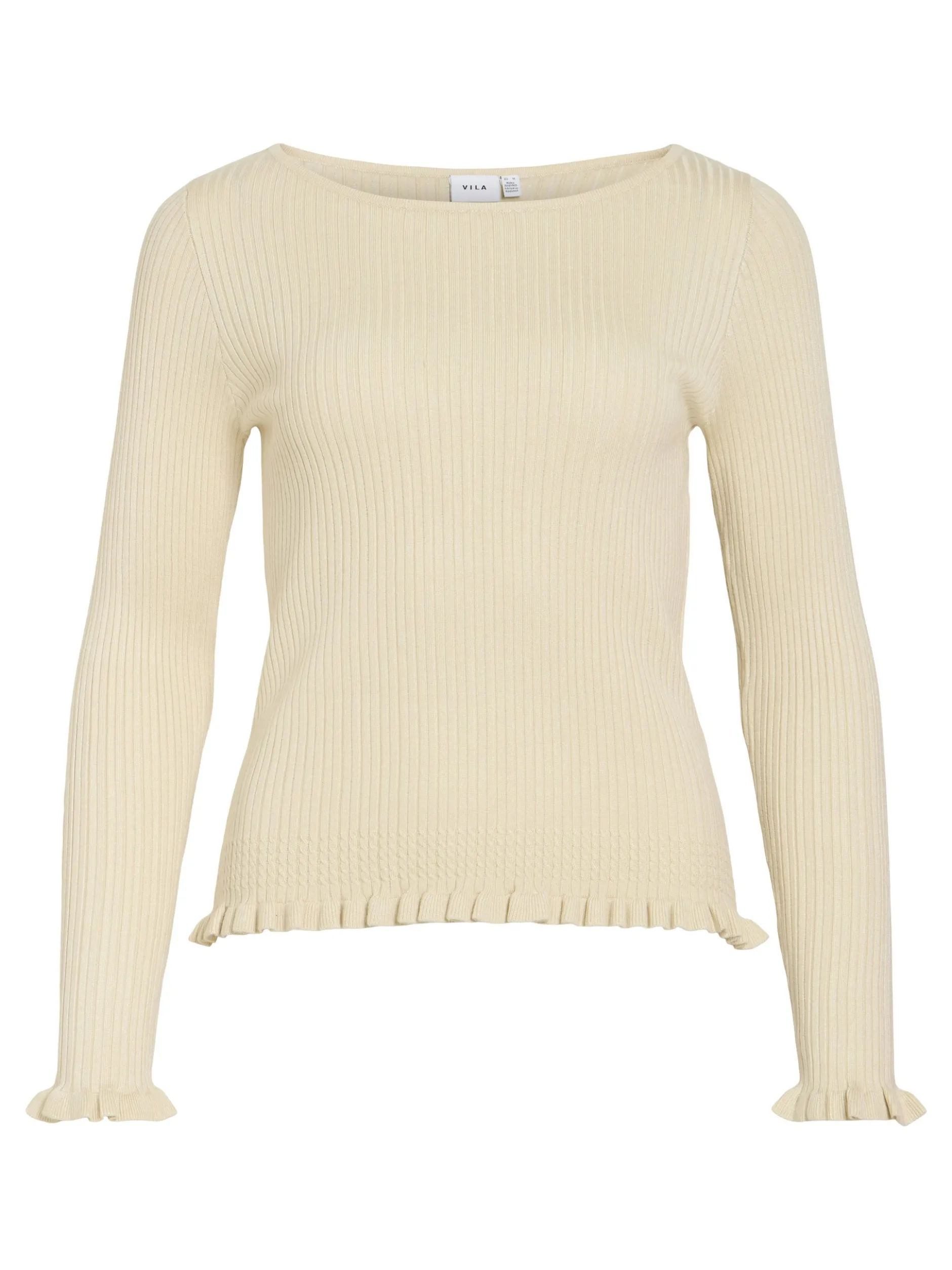Vila Damen Strickshirt - Belia in beige - Ärmel: langarm