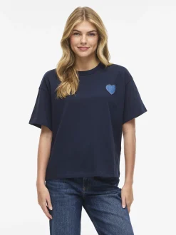 Vila Damen T-Shirt - Monie in marine - Ärmel: kurzarm