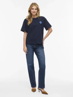 Vila Damen T-Shirt - Monie in marine - Ärmel: kurzarm