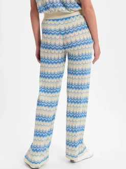 Vila Damen Weite Hose - VIEmber Glitter in sand blau