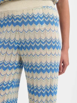Vila Damen Weite Hose - VIEmber Glitter in sand blau