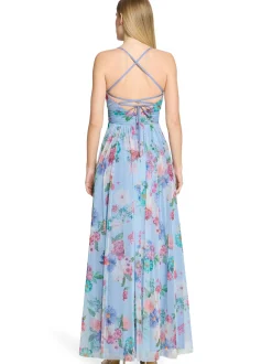 VM Damen Abendkleid in hellblau mehrfarbig - Länge: lang