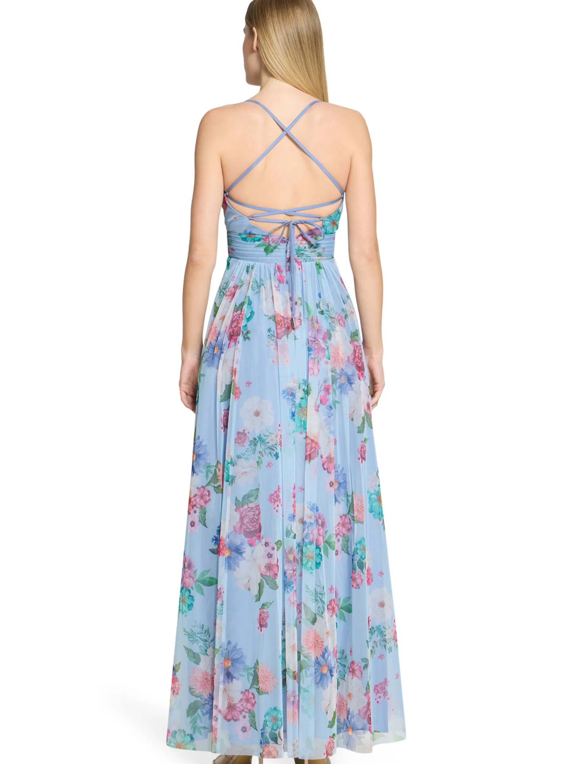 VM Damen Abendkleid in hellblau mehrfarbig - Länge: lang