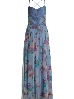 VM Damen Abendkleid in hellblau mehrfarbig - Länge: lang