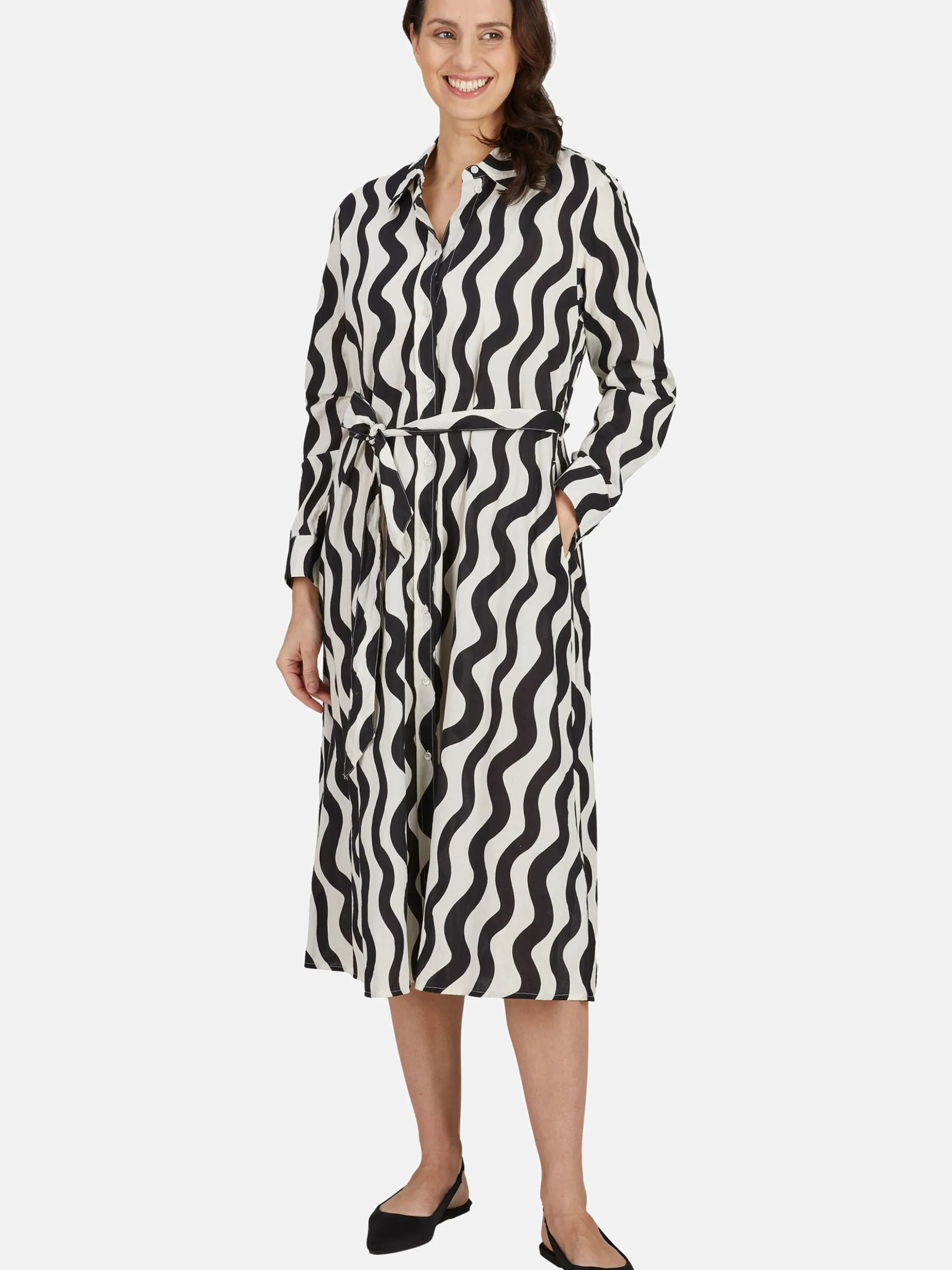 White Label Damen Maxikleid in schwarz weiß