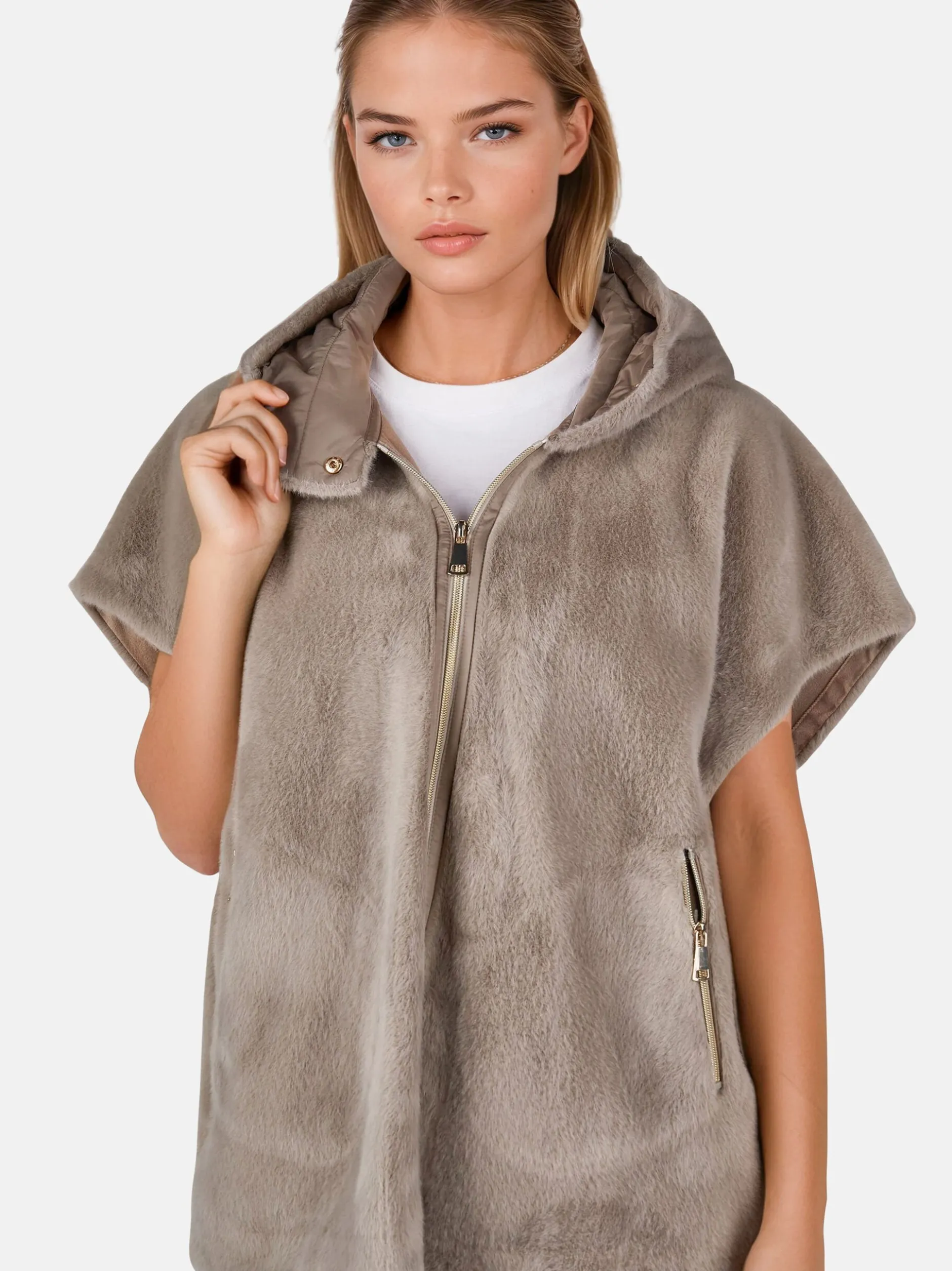 White Label Damen Poncho-Weste in grau