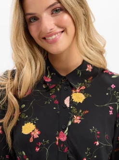 Y.A.S Damen Blusenkleid - YASSavanna in schwarz mehrfarbig