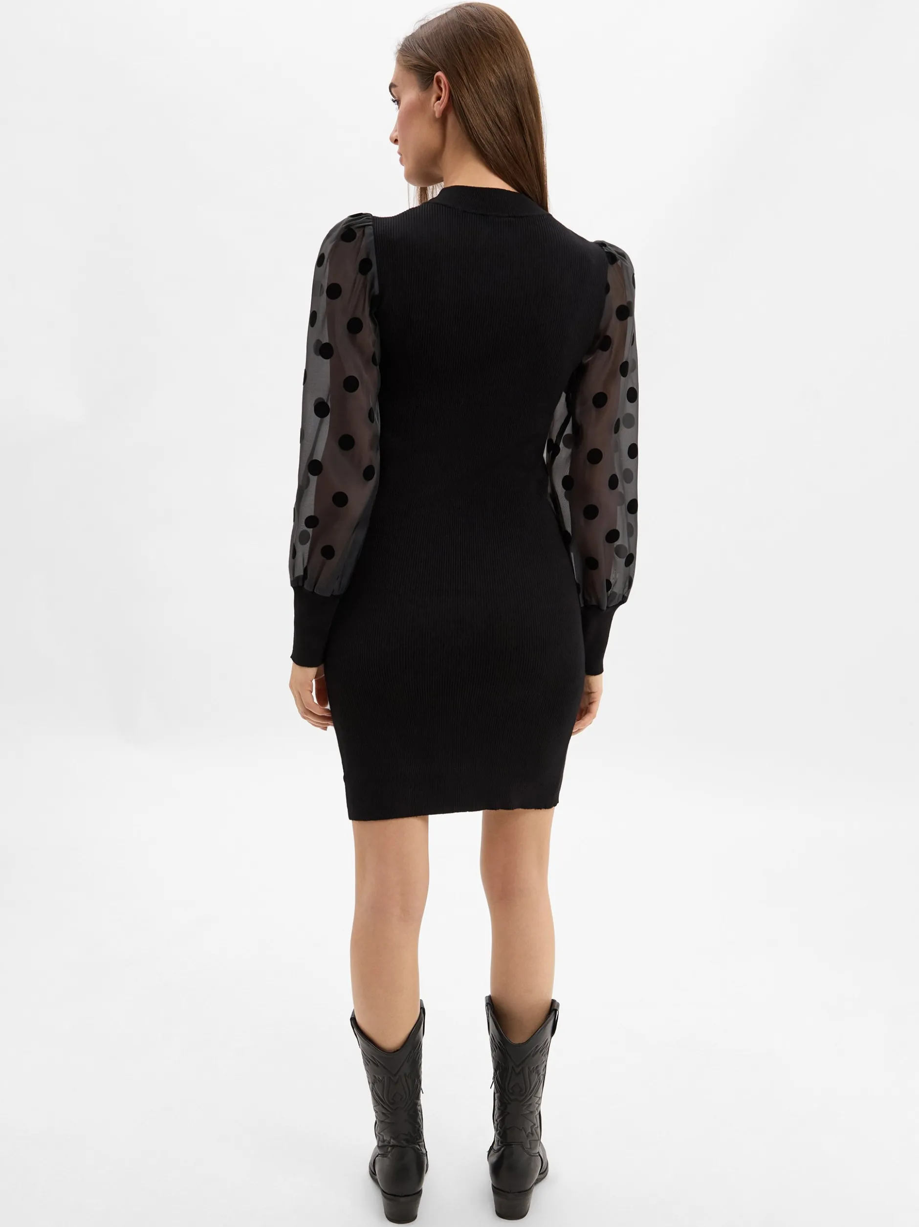 Y.A.S Damen Strickkleid - YASDotme in schwarz