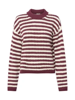 Y.A.S Damen Strickpullover - YASPorta in aubergine ecru