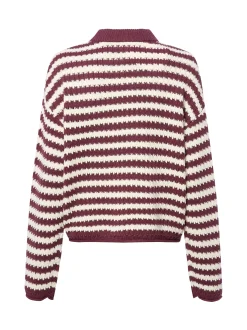Y.A.S Damen Strickpullover - YASPorta in aubergine ecru