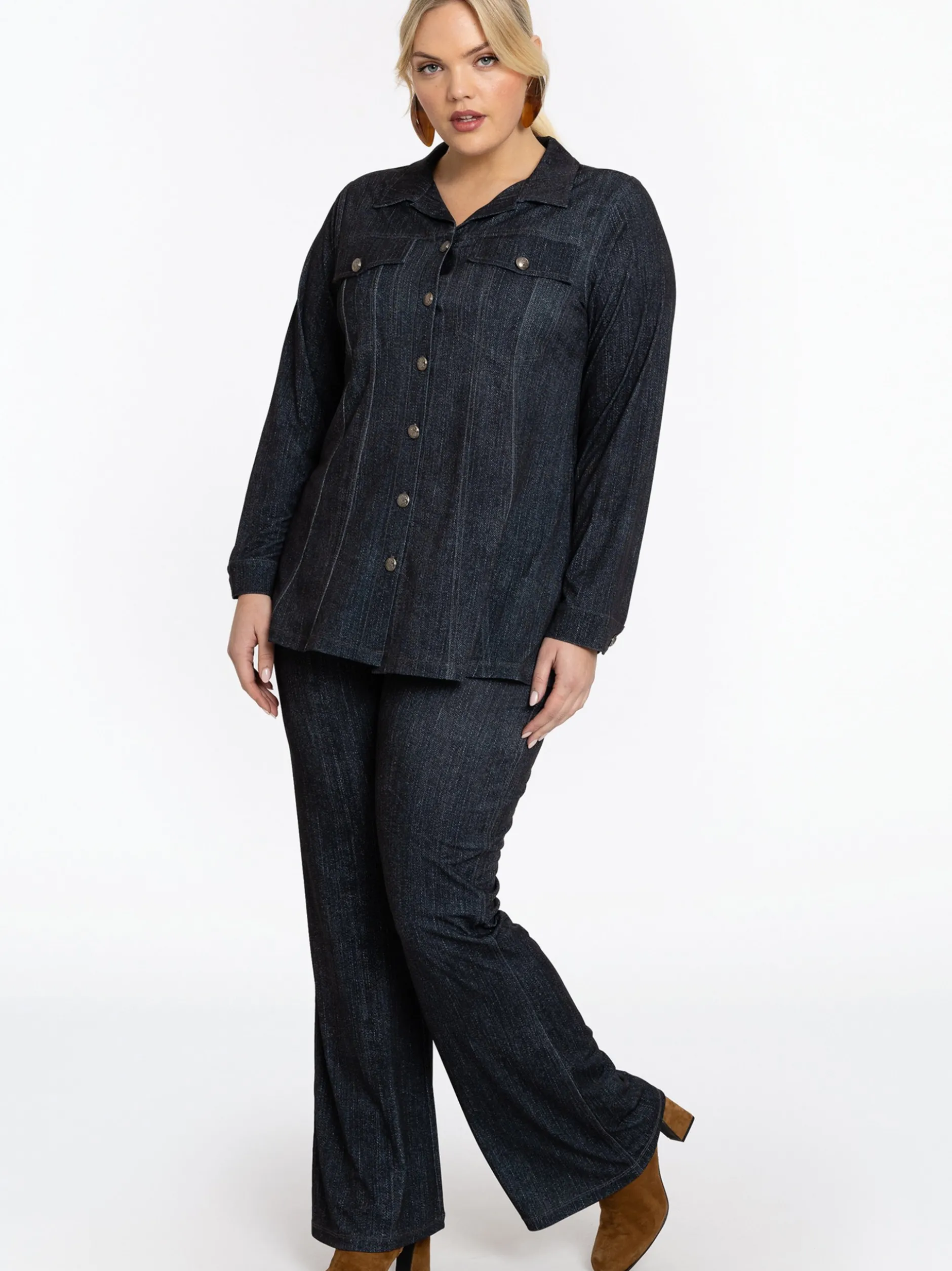 YOEK Damen Bluse in dark stone