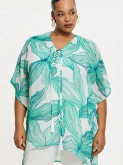 YOEK Damen Kaftan in türkis