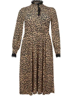 YOEK Damen Kleid in beige schwarz
