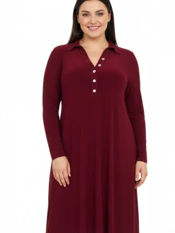 YOEK Damen Kleid in bordeaux
